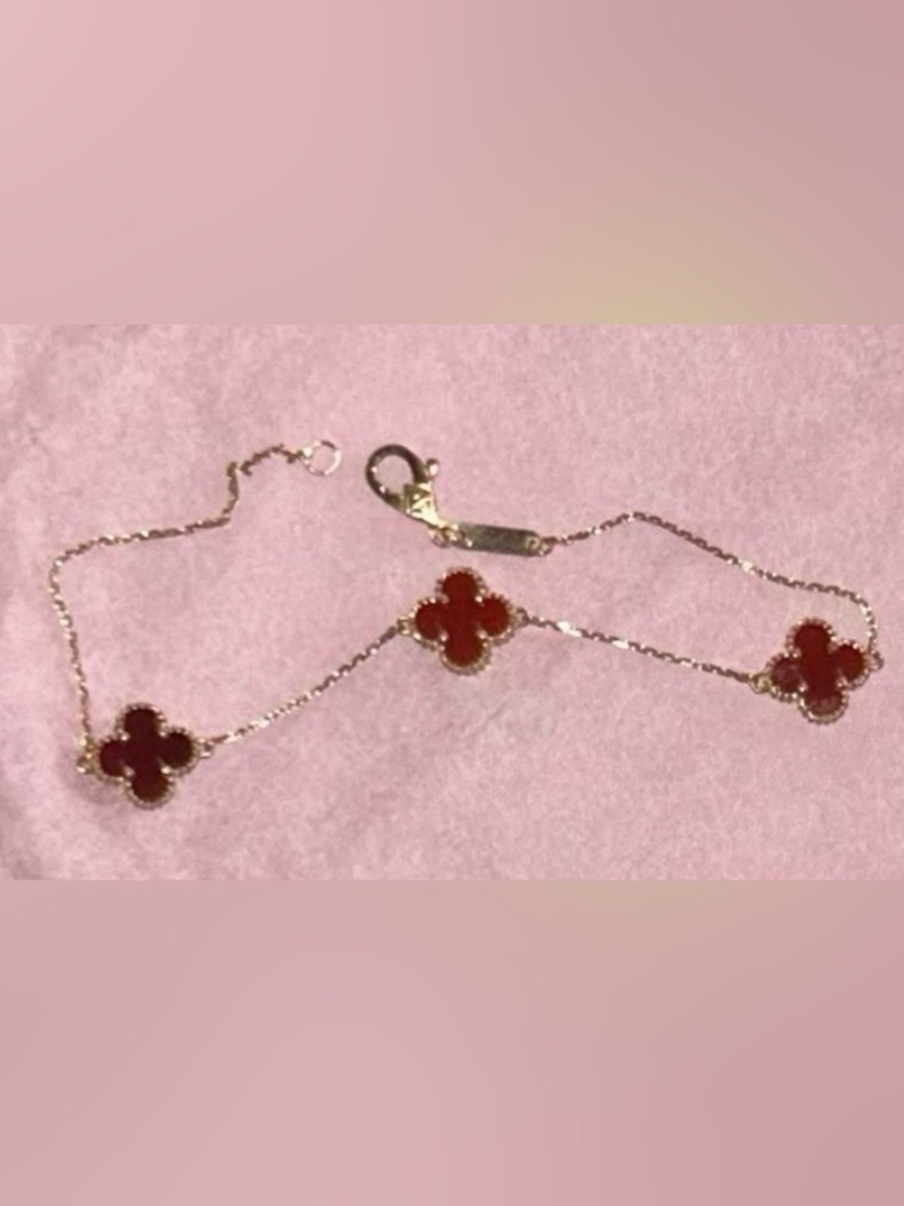 18k Red Clover Pendant Bracelet